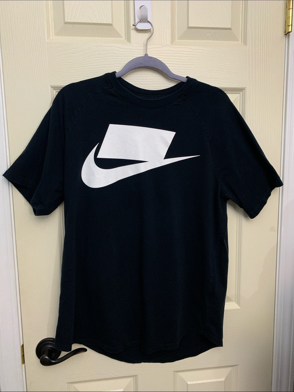 Nike Black T-Shirt with White Swoosh Box Logo